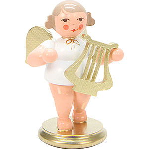 Weihnachtsengel Orchester wei & gold (Ulbricht) Engel wei/gold mit Leier - 6,0 cm