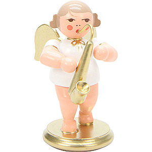 Weihnachtsengel Orchester wei & gold (Ulbricht) Engel wei/gold mit Saxophon - 6,0 cm