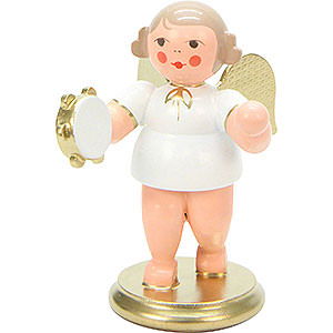 Weihnachtsengel Orchester wei & gold (Ulbricht) Engel wei/gold mit Tamburin - 6,0 cm