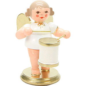 Weihnachtsengel Orchester wei & gold (Ulbricht) Engel wei/gold mit Trommel - 6,0 cm