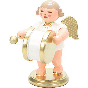 Weihnachtsengel Orchester wei & gold (Ulbricht) Engel wei/gold mit gr. Trommel - 6,0 cm