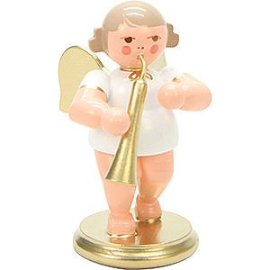 Weihnachtsengel Orchester wei & gold (Ulbricht) Engel wei/gold mit russischem Horn - 6 cm
