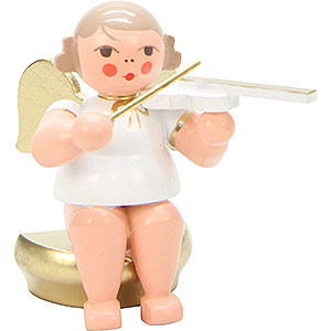 Weihnachtsengel Orchester wei & gold (Ulbricht) Engel wei/gold sitzend mit Geige - 5,5 cm