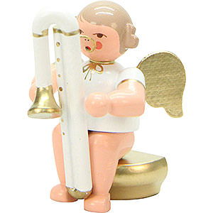 Weihnachtsengel Orchester wei & gold (Ulbricht) Engel wei/gold sitzend mit Kontrafagott - 5,5 cm