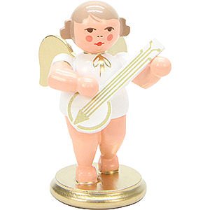 Weihnachtsengel Orchester weiß & gold (Ulbricht) Engel weiß/gold mit Banjo - 6 cm