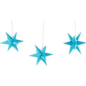 Advent Stars and Moravian Christmas Stars Erzgebirge-Palace Stars Erzgebirge-Palace Moravian Star Set of Three Blue incl. Lighting - 17 cm / 6.7 inch