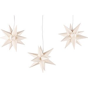 Advent Stars and Moravian Christmas Stars Erzgebirge-Palace Stars Erzgebirge-Palace Moravian Star Set of Three Cream-Colored incl. Lighting - 17 cm / 6.7 inch