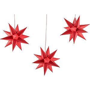 Advent Stars and Moravian Christmas Stars Erzgebirge-Palace Stars Erzgebirge-Palace Moravian Star Set of Three Red incl. Lighting - 17 cm / 6.7 inch