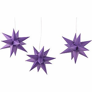 Advent Stars and Moravian Christmas Stars Erzgebirge-Palace Stars Erzgebirge-Palace Moravian Star Set of Three Violet incl. Lighting - 17 cm / 6.7 inch