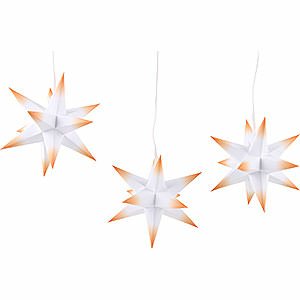 Advent Stars and Moravian Christmas Stars Erzgebirge-Palace Stars Erzgebirge-Palace Moravian Star Set of Three White Core with Orange Tips incl. Lighting - 17 cm / 6.7 inch