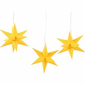 Advent Stars and Moravian Christmas Stars Erzgebirge-Palace Stars Erzgebirge-Palace Moravian Star Set of Three Yellow incl. Lighting - 17 cm / 6.7 inch