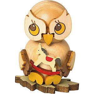 Kleine Figuren & Miniaturen Kuhnert Mini-Eulen Eulenkind mit Schaukelpferd - 4 cm