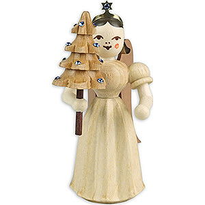 Weihnachtsengel Faltenlangrockengel (Blank) Faltenlangrockengel mit Bumchen mit Preciosa Kristallen, natur - Sonderedition - 6,6 cm