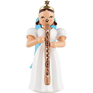 Weihnachtsengel Faltenlangrockengel farbig (Blank) Faltenlangrockengel mit Didgeridoo, farbig  - 6,6 cm