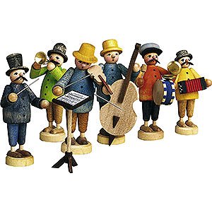 Small Figures & Ornaments Günter Reichel Born Country Farmer's Orchestra, Set of Seven - 7 cm / 2.8 inch