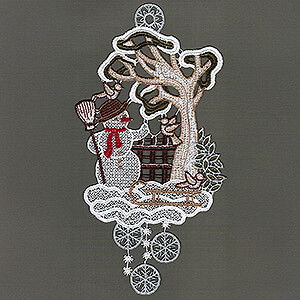 Lichterwelt Fensterbilder Fensterbild Schneemann mit Vgeln - 34 cm