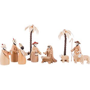 Christmas-Pyramids Accessories & Candles Figurines for 2-Tier Pyramid - NATIVITY (natural) - 12 pcs.