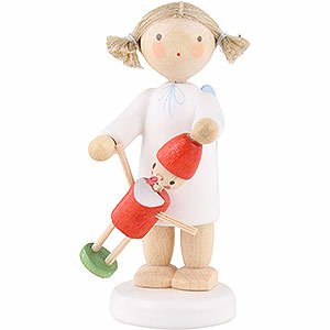 Weihnachtsengel Flade Flachshaarengel Flachshaarengel mit Pinocchio - 5 cm