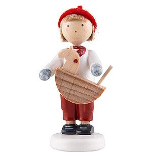 Kleine Figuren & Miniaturen Flade Flachshaarkinder Flachshaarkinder Junge mit Schaukelpferd - 5 cm
