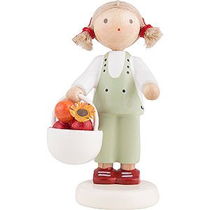 Kleine Figuren & Miniaturen Flade Flachshaarkinder Flachshaarkinder Mdchen mit Apfelkorb - 5 cm