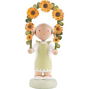 Kleine Figuren & Miniaturen Flade Flachshaarkinder Flachshaarkinder Mdchen mit Blumengirlande - 5 cm