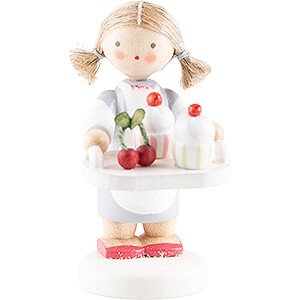 Kleine Figuren & Miniaturen Flade Flachshaarkinder Flachshaarkinder Mdchen mit Cupcakes - 4,3 cm