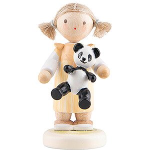 Kleine Figuren & Miniaturen Flade Flachshaarkinder Flachshaarkinder Mdchen mit Panda - 5 cm