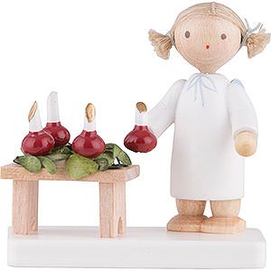 Angels Flade Flax Haired Angels Flax Haired Angel with Advent Wreath - 5 cm / 2 inch