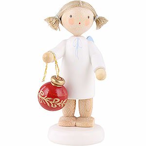 Angels Flade Flax Haired Angels Flax Haired Angel with Christmas Tree Ball - 5 cm / 2 inch