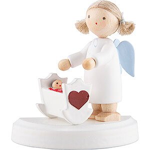 Gift Ideas Birth and Christening Flax Haired Angel with Cradle - 5 cm / 2 inch