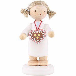 Angels Flade Flax Haired Angels Flax Haired Angel with Ginger Bread Heart - 5 cm / 2 inch