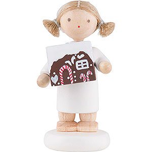 Angels Flade Flax Haired Angels Flax Haired Angel with Gingerbread House - 5 cm / 2 inch