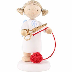 Angels Flade Flax Haired Angels Flax Haired Angel with Scissors and Ball of Wool - 5 cm / 2 inch