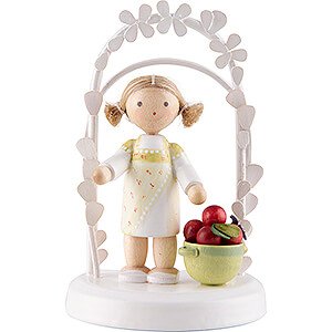 Gift Ideas Birthday Flax Haired Children - Birthday Child with Apples - 7,5 cm / 3 inch