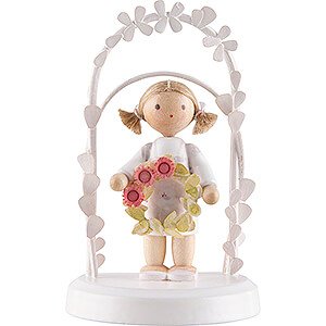 Gift Ideas Birthday Flax Haired Children - Birthday Child with Flower Wreath - pink - 7,5 cm / 3 inch