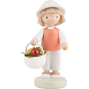 Gift Ideas Lucky Charm Flax Haired Children Boy with Lady Bug - 5 cm / 2 inch