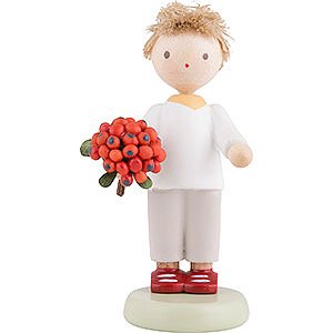 Small Figures & Ornaments Flade Flax Haired Children Flax Haired Children Boy with Rowan Berry - 5 cm / 2 inch