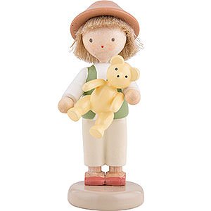 Small Figures & Ornaments Flade Flax Haired Children Flax Haired Children Boy with Teddy Bear - 5 cm / 2 inch