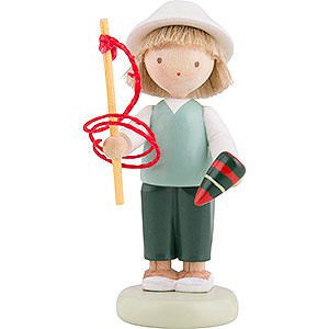 Small Figures & Ornaments Flade Flax Haired Children Flax Haired Children Boy with Top and Whip - 5 cm / 2 inch
