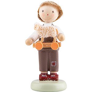 Small Figures & Ornaments Flade Flax Haired Children Flax Haired Children Boy with Toy Lamb - 5 cm / 2 inch