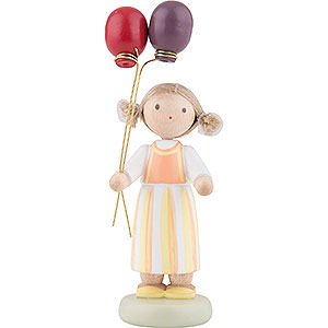 Gift Ideas Birthday Flax Haired Children Girl with Balloons - 6,5 cm / 2,5 inch