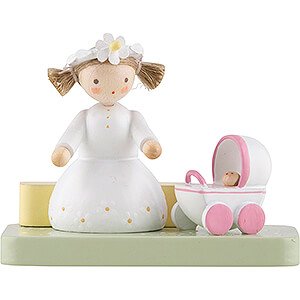 Small Figures & Ornaments Flade Flax Haired Children Flax Haired Children Girl with Doll Pram - Edition Flade & Friends - 4,1 cm / 1.6 inch