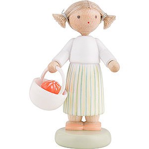 Gift Ideas Easter Flax Haired Children Girl with Easter Basket - 5 cm / 2 inch