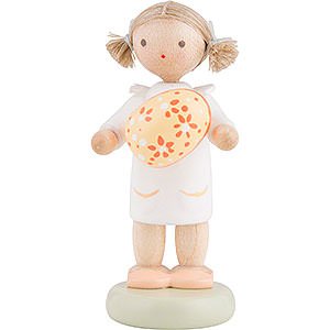 Gift Ideas Easter Flax Haired Children Girl with Easter Egg, Yellow - 5 cm / 2 inch