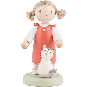 Small Figures & Ornaments Flade Flax Haired Children Flax Haired Children Girl with Kitten - 5 cm / 2 inch