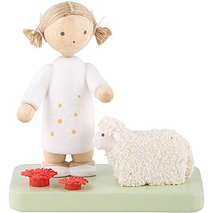 Small Figures & Ornaments Flade Flax Haired Children Flax Haired Children Girl with Little Lamb - 5 cm / 2 inch