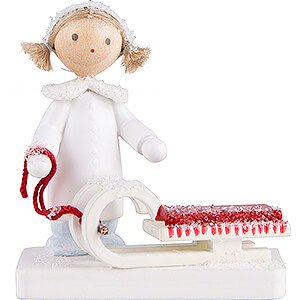 Small Figures & Ornaments Flade Flax Haired Children Flax Haired Children Girl with Sleigh - 5 cm / 2 inch