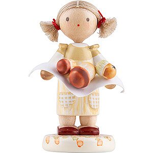 Small Figures & Ornaments Flade Flax Haired Children Flax Haired Children Little Girl with Ceps - Edition Flade & Friends - 4,5 cm / 1.8 inch