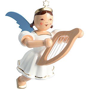 Tree ornaments Angel Ornaments Floating Angels Floating Angel Colored, Lyre - 6,6 cm / 2.6 inch