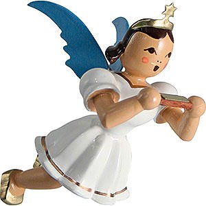 Angels Angel Ornaments Floating Angels Floating Angel Colored, Mouth Organ - 6,6 cm / 2.6 inch